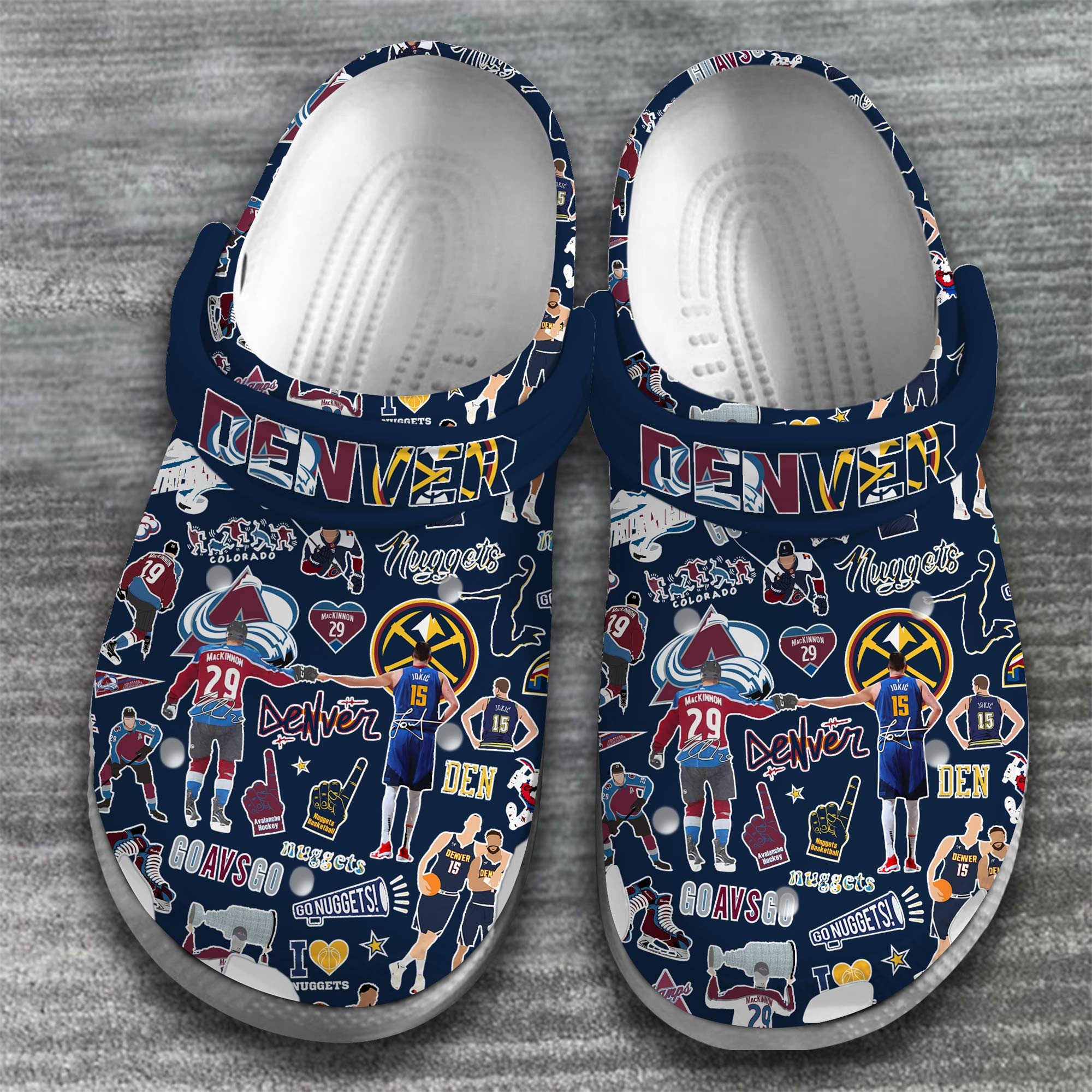 Merchidea Denver Nuggets NBA Basketball Sport Crocs Crocband Clogs Shoes Comfortable For Men Women and Kids