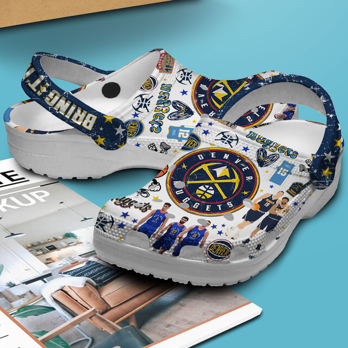 Merchidea Denver Nuggets NBA Sport Crocs Crocband Clogs Shoes Comfortable For Men Women and Kids