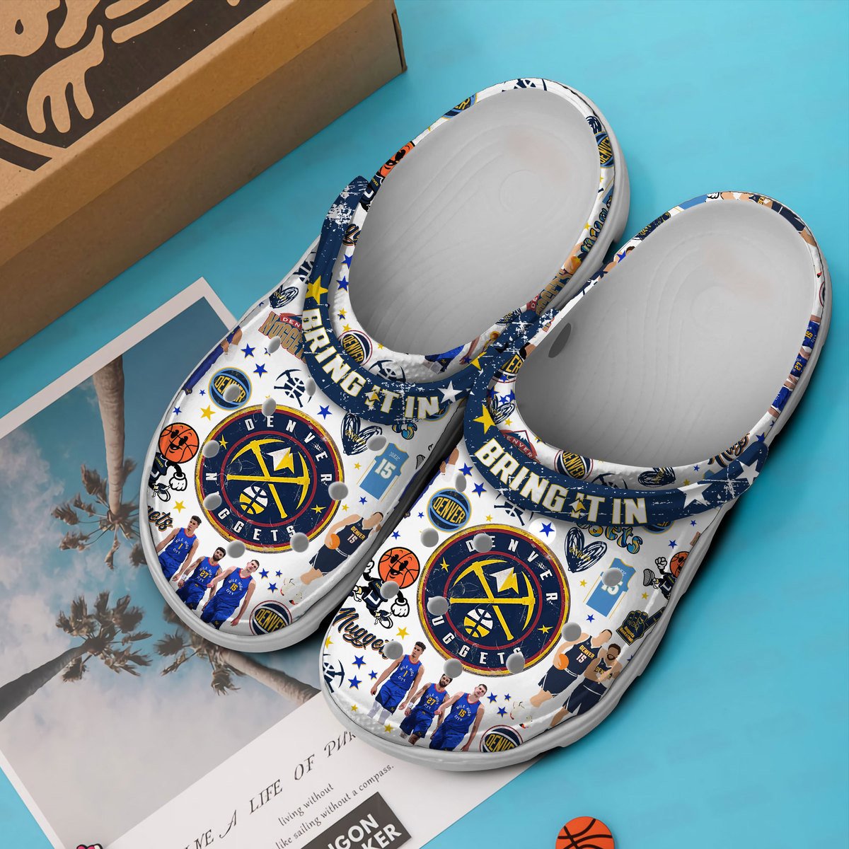 Merchidea Denver Nuggets NBA Sport Crocs Crocband Clogs Shoes Comfortable For Men Women and Kids