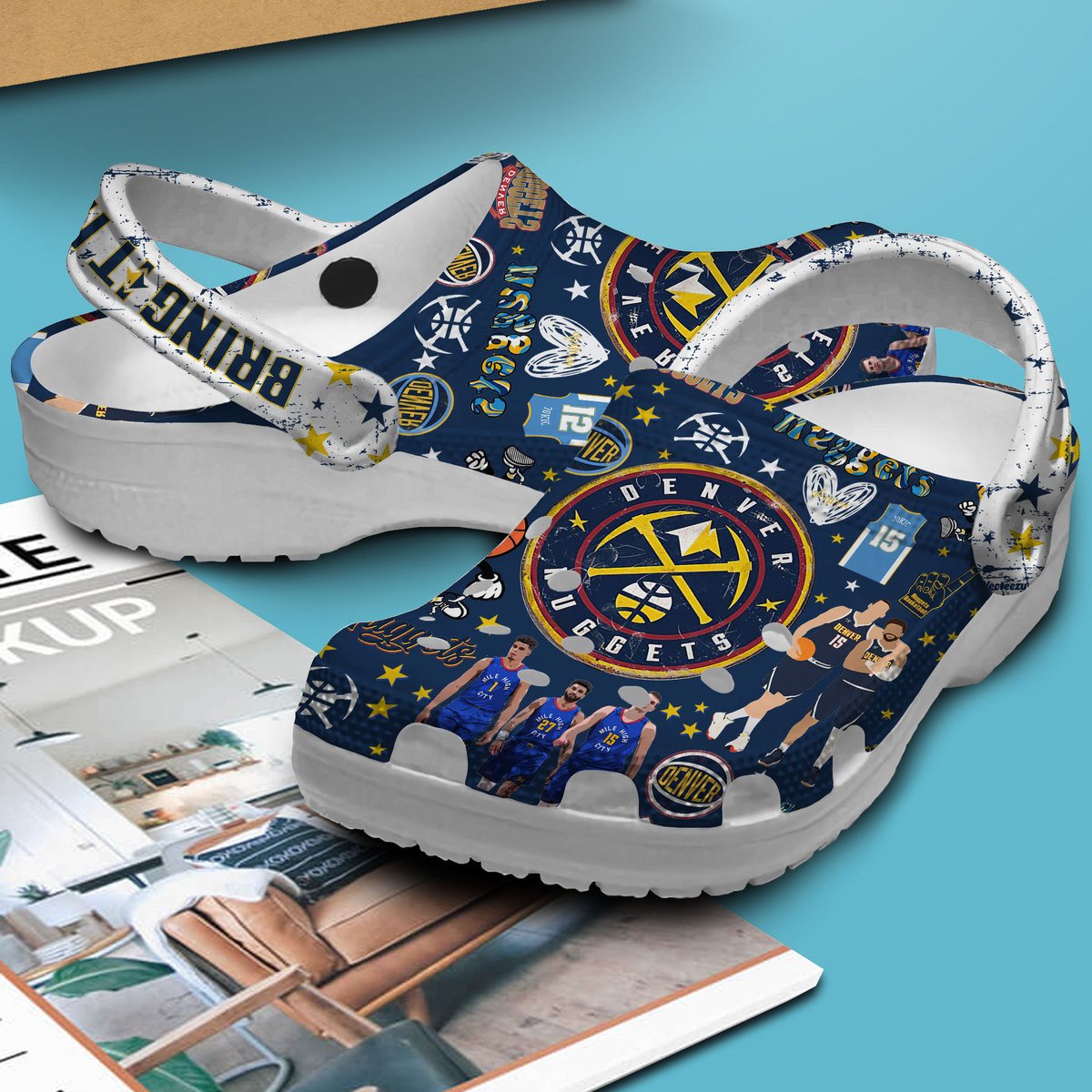 Merchidea Denver Nuggets NBA Sport Crocs Crocband Clogs Shoes Comfortable For Men Women and Kids