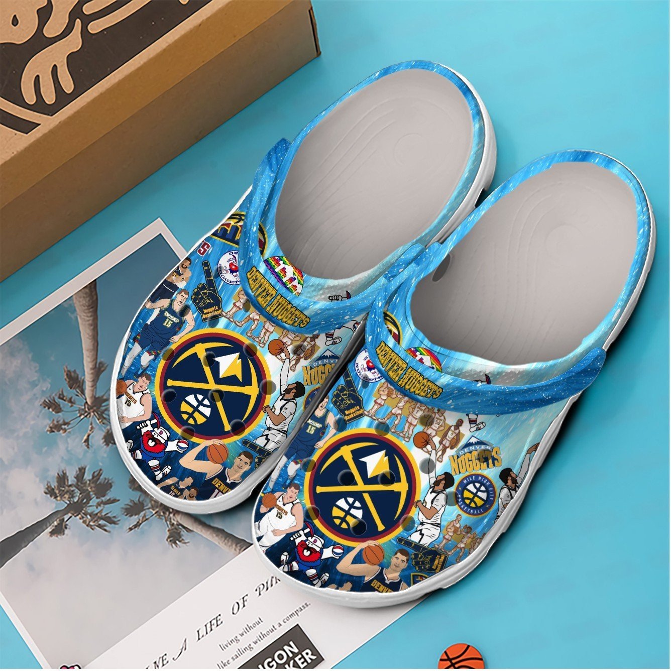 Merchidea Denver Nuggets NBA Sport Crocs Crocband Clogs Shoes Comfortable For Men Women and Kids