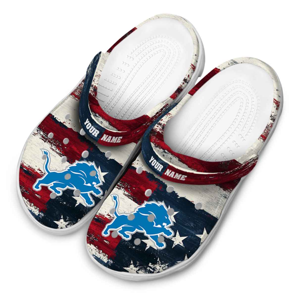 Merchidea Detroit Lions NFL Sport Crocs Crocband Clogs Shoes Comfortable For Men Women and Kids