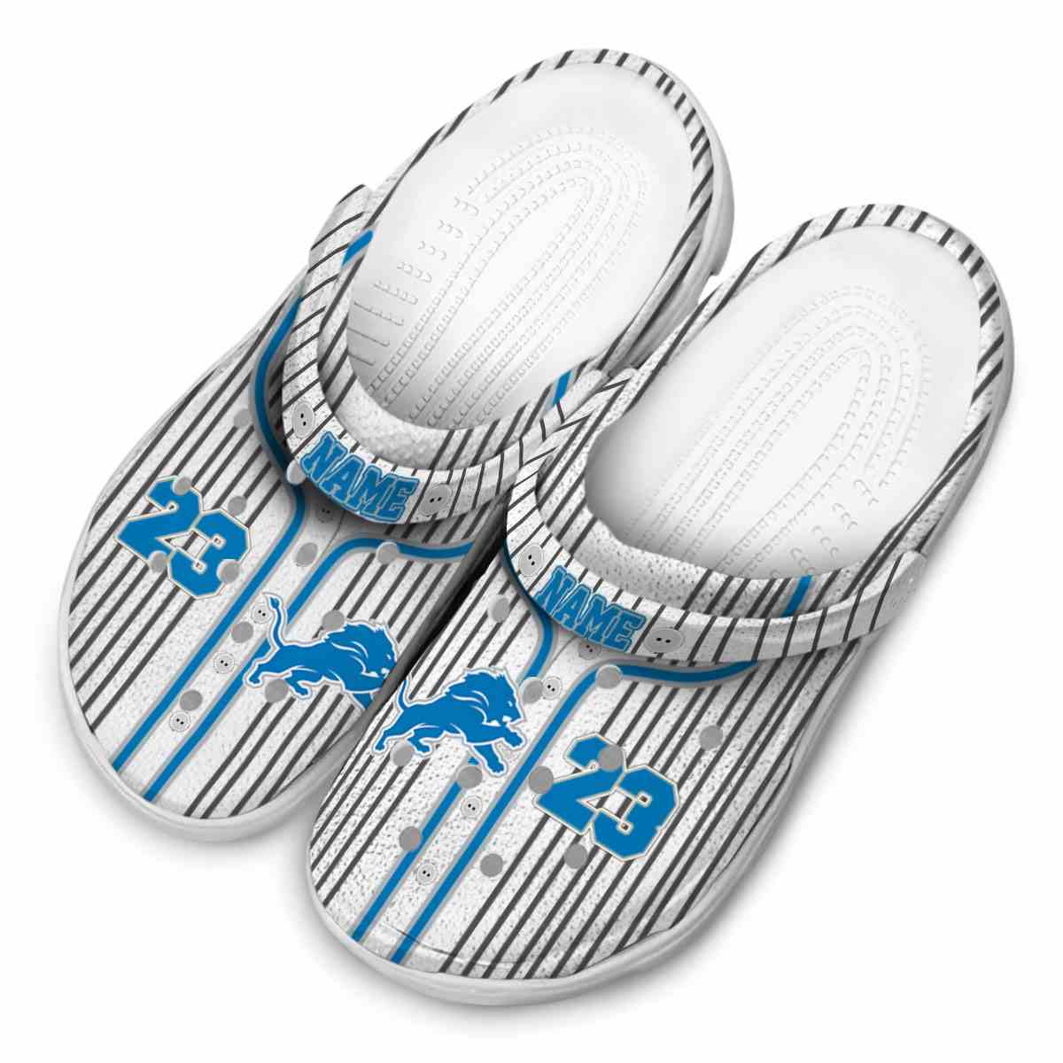 Merchidea Detroit Lions NFL Sport Crocs Crocband Clogs Shoes Comfortable For Men Women and Kids