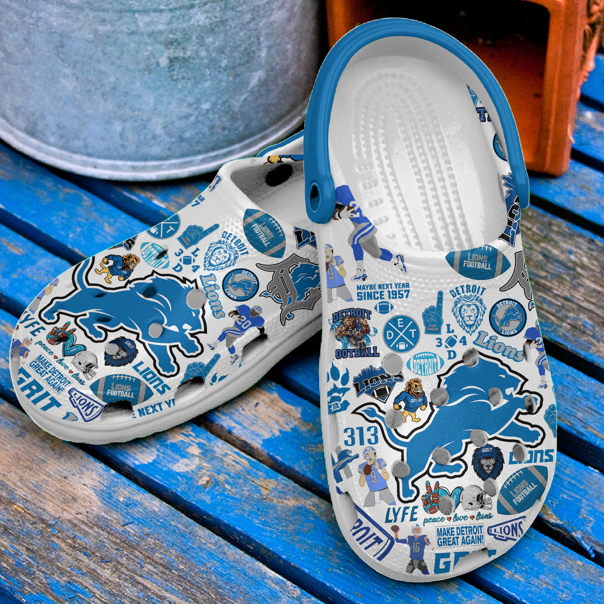 Merchidea Detroit Lions NFL Sport Crocs Crocband Clogs Shoes Comfortable For Men Women and Kids