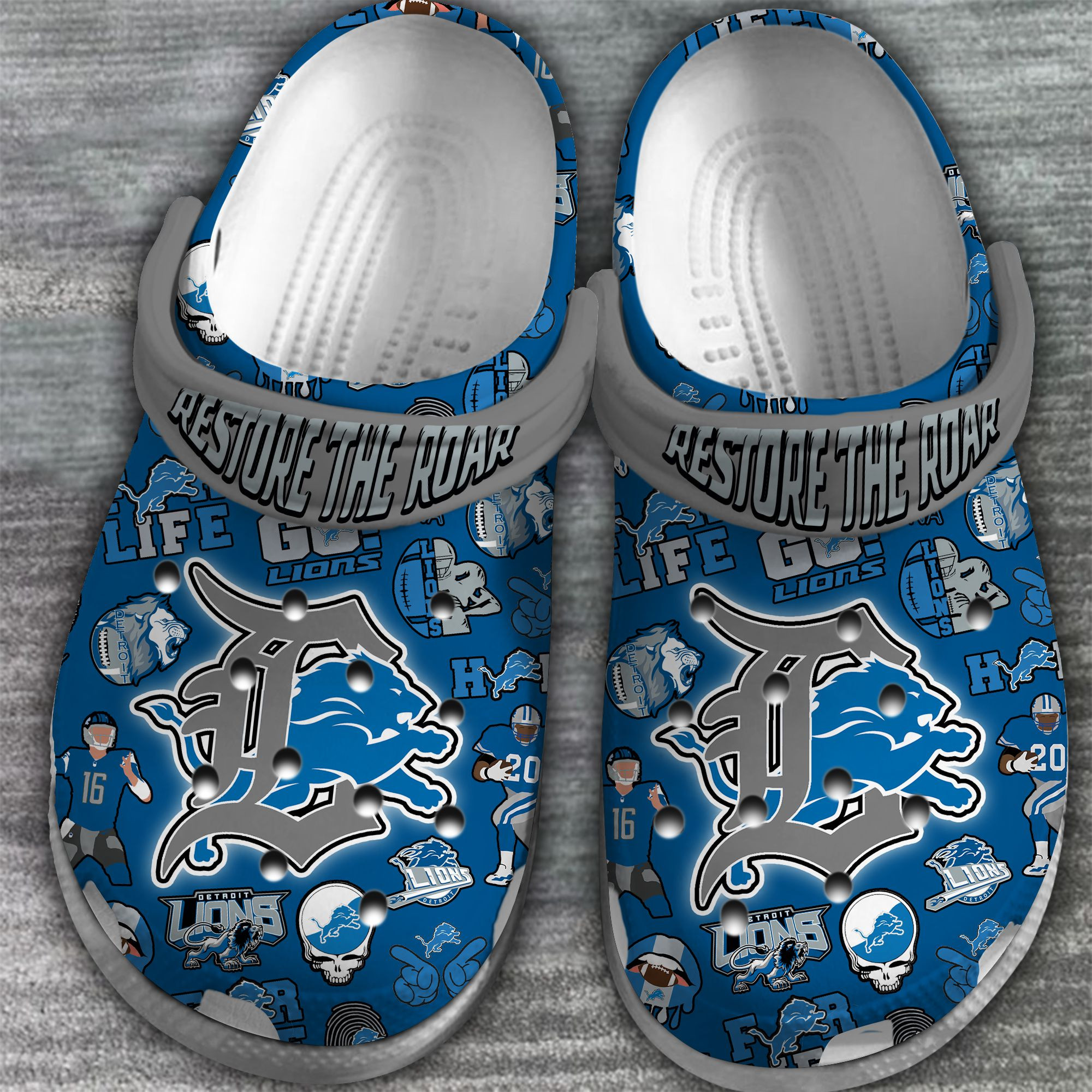 Merchidea Detroit Lions NFL Sport Crocs Crocband Clogs Shoes Comfortable For Men Women and Kids