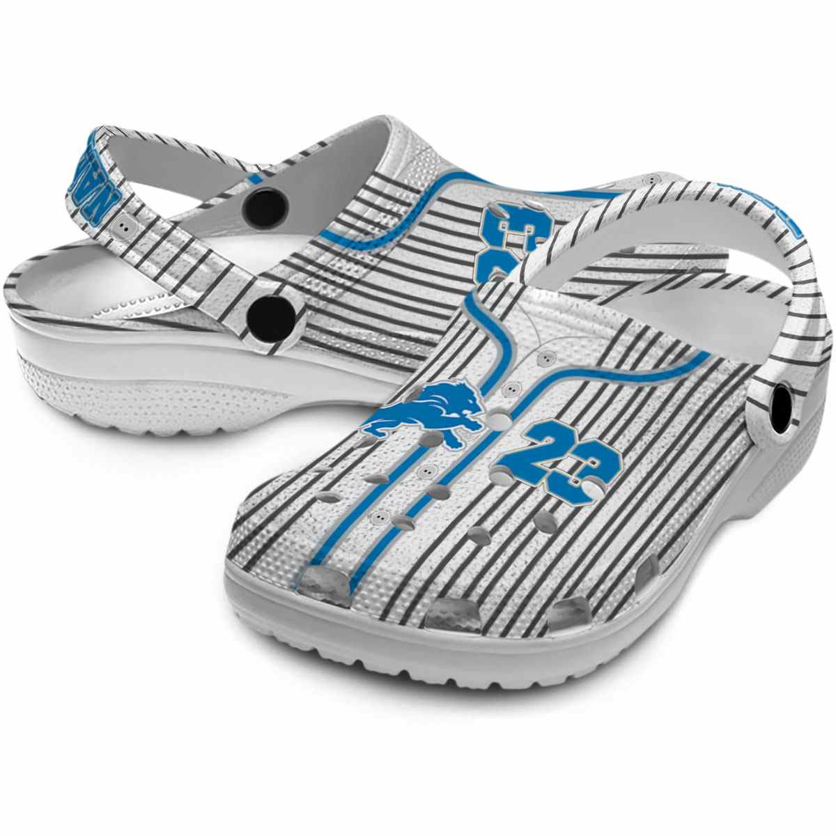 Merchidea Detroit Lions NFL Sport Crocs Crocband Clogs Shoes Comfortable For Men Women and Kids