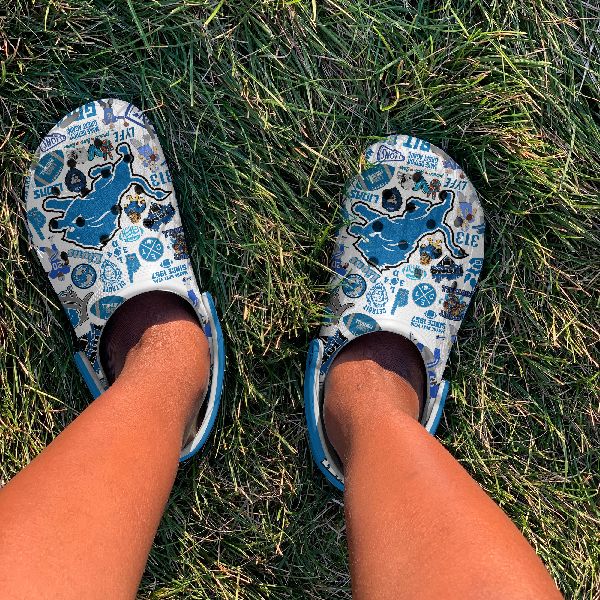 Merchidea Detroit Lions NFL Sport Crocs Crocband Clogs Shoes Comfortable For Men Women and Kids
