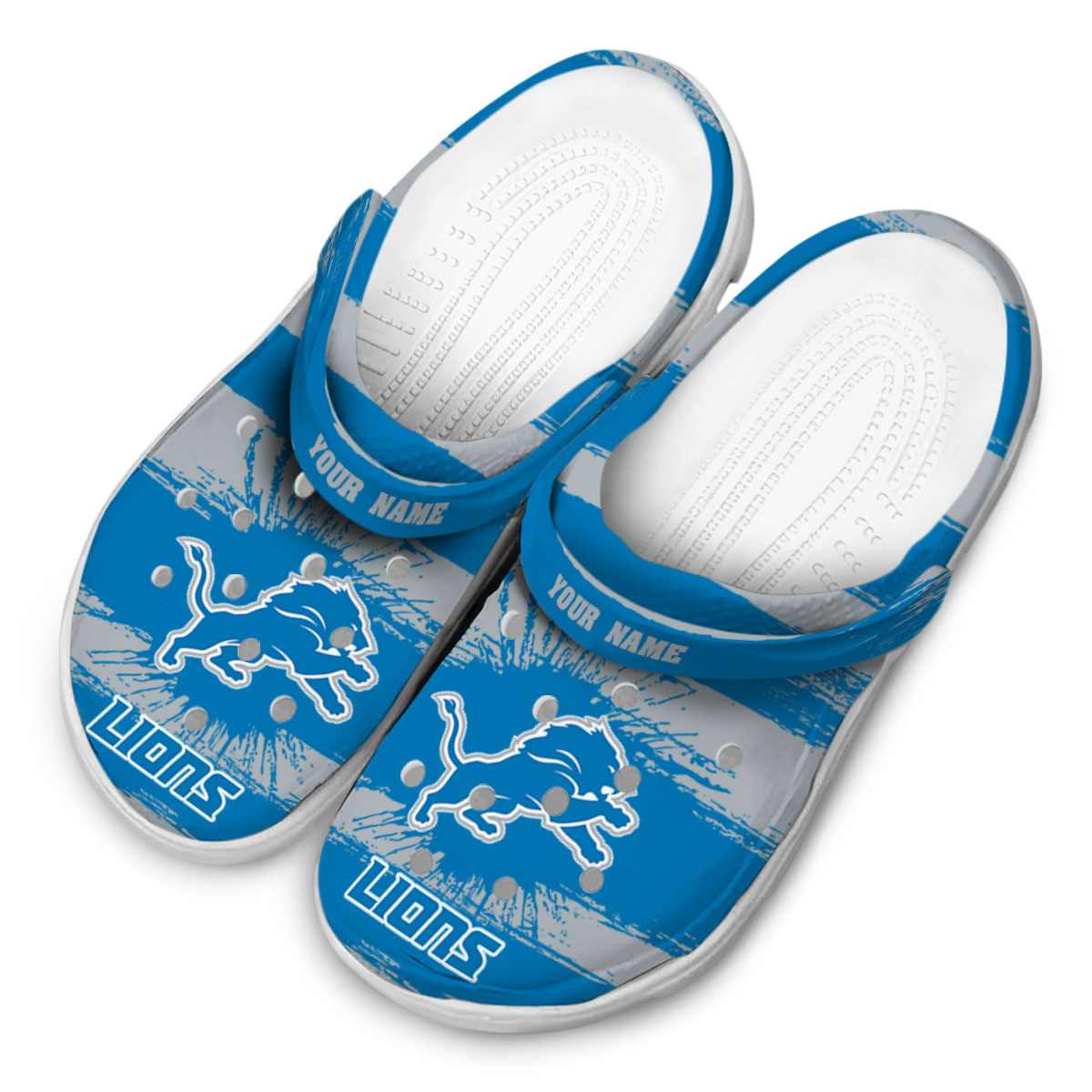 Merchidea Detroit Lions NFL Sport Crocs Crocband Clogs Shoes Comfortable For Men Women and Kids