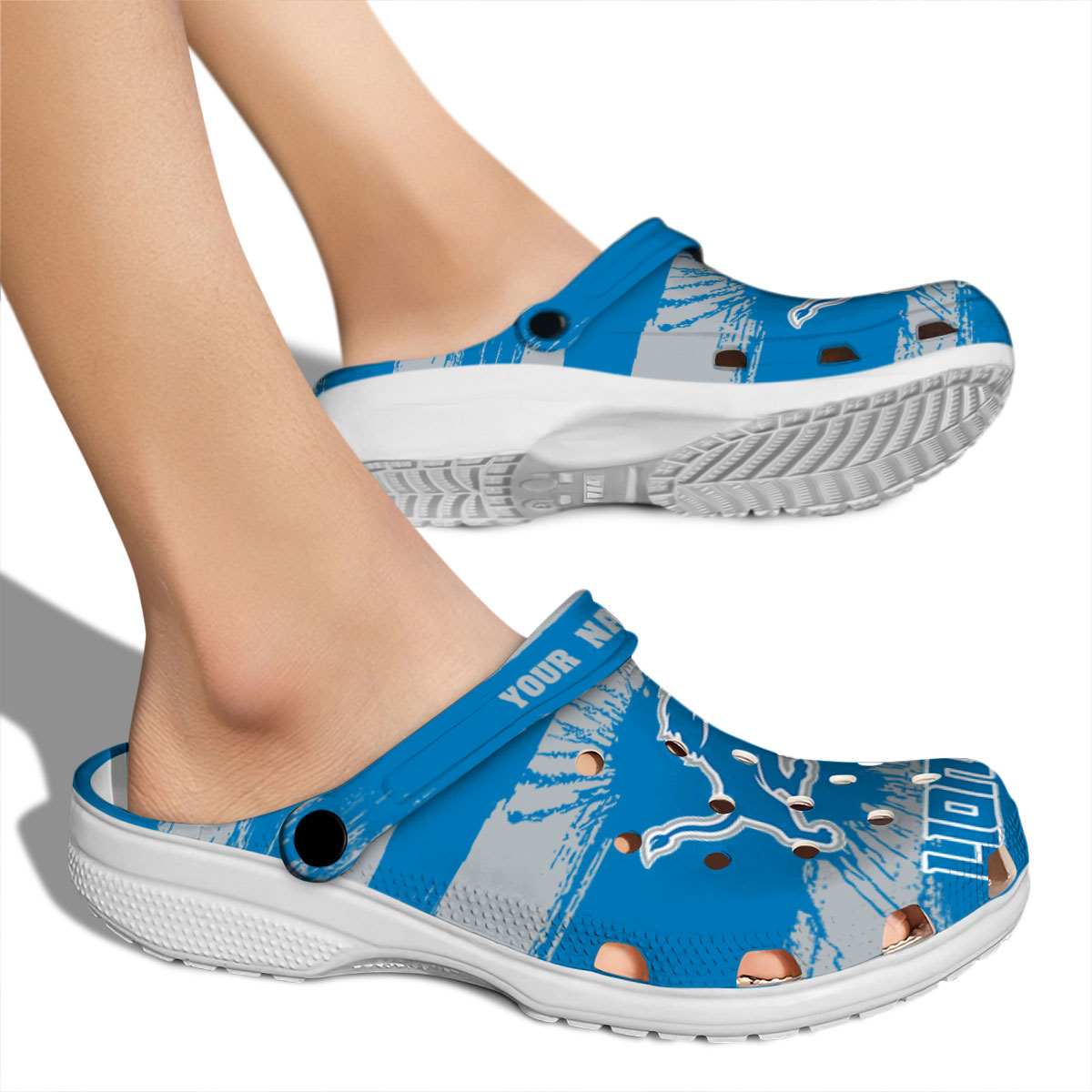 Merchidea Detroit Lions NFL Sport Crocs Crocband Clogs Shoes Comfortable For Men Women and Kids
