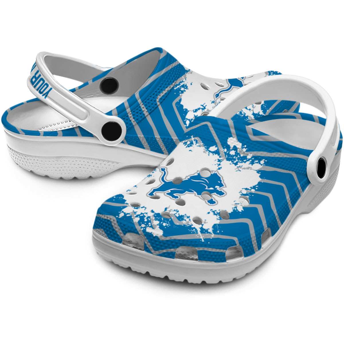 Merchidea Detroit Lions NFL Sport Crocs Crocband Clogs Shoes Comfortable For Men Women and Kids