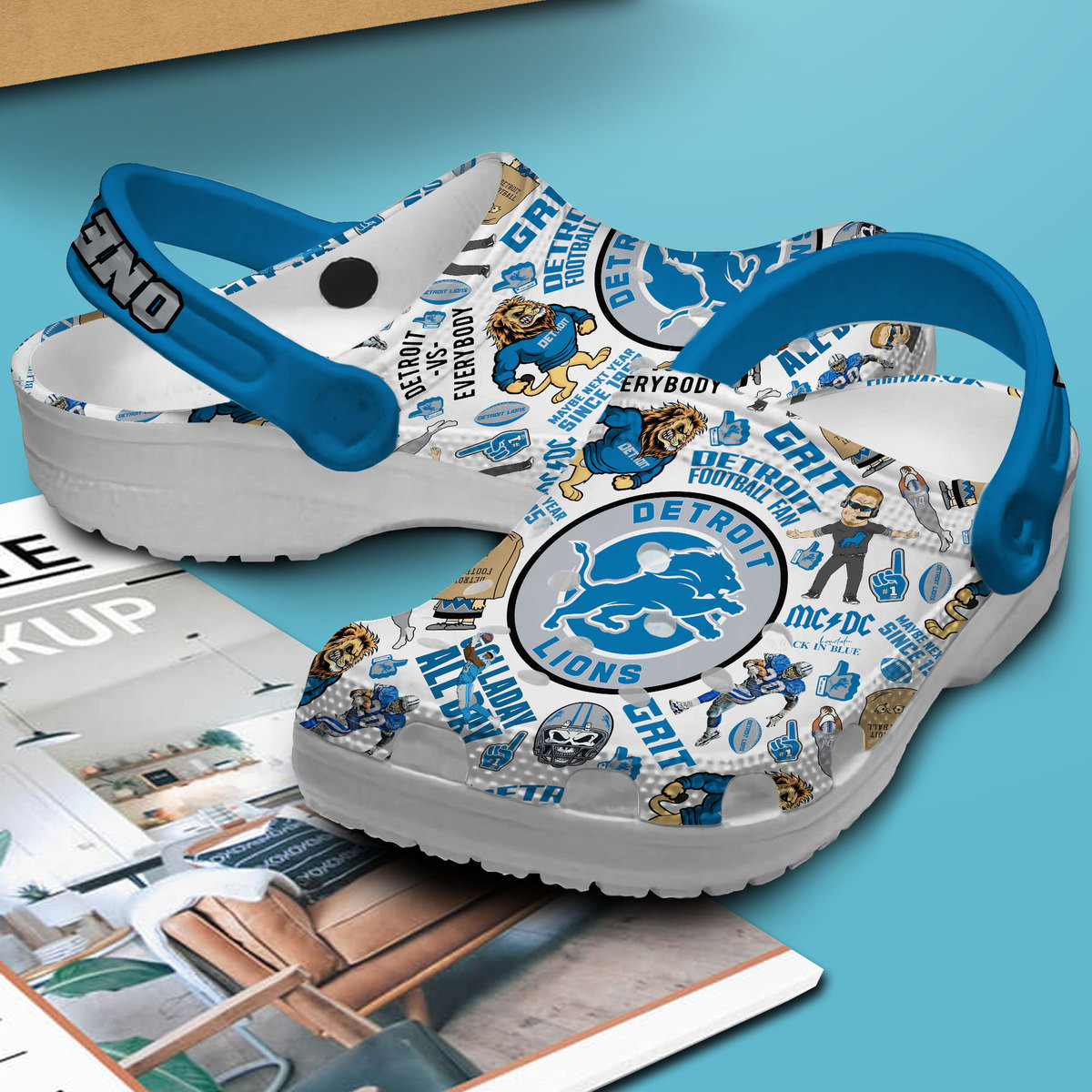 Merchidea Detroit Lions NFL Sport Crocs Crocband Clogs Shoes Comfortable For Men Women and Kids