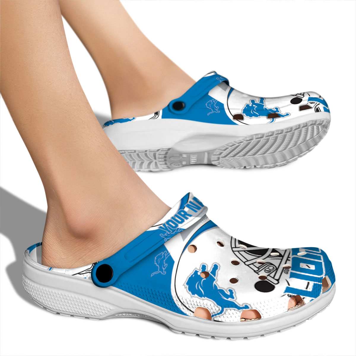 Merchidea Detroit Lions NFL Sport Crocs Crocband Clogs Shoes Comfortable For Men Women and Kids