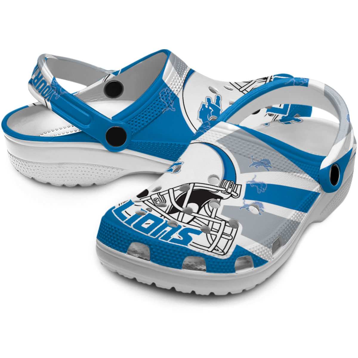 Merchidea Detroit Lions NFL Sport Crocs Crocband Clogs Shoes Comfortable For Men Women and Kids