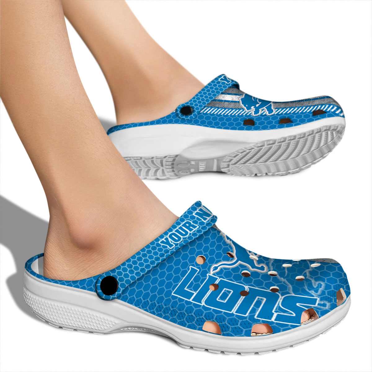 Merchidea Detroit Lions NFL Sport Crocs Crocband Clogs Shoes Comfortable For Men Women and Kids