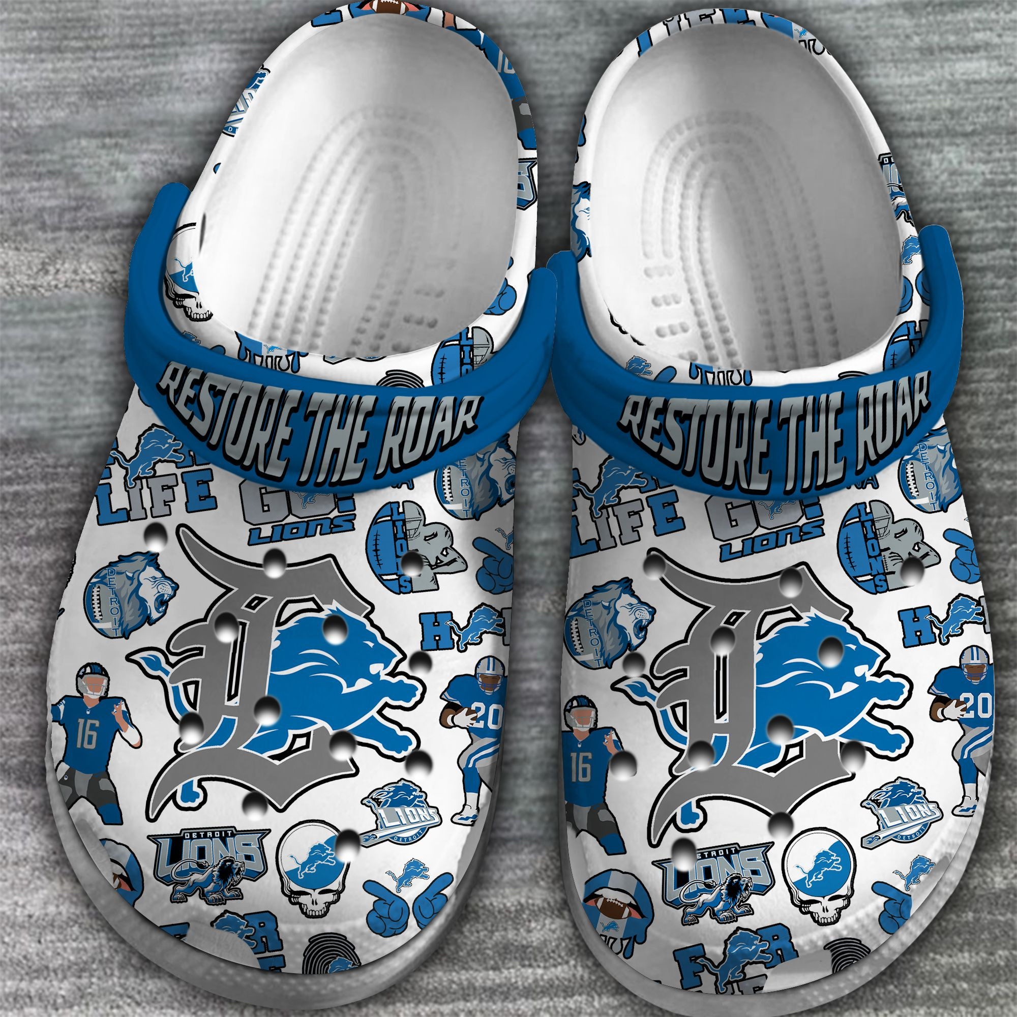 Merchidea Detroit Lions NFL Sport Crocs Crocband Clogs Shoes Comfortable For Men Women and Kids