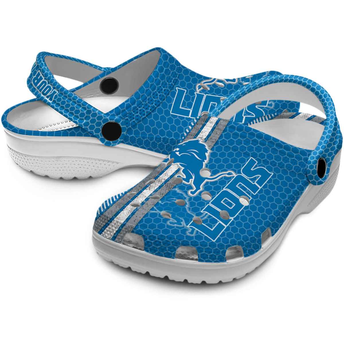 Merchidea Detroit Lions NFL Sport Crocs Crocband Clogs Shoes Comfortable For Men Women and Kids