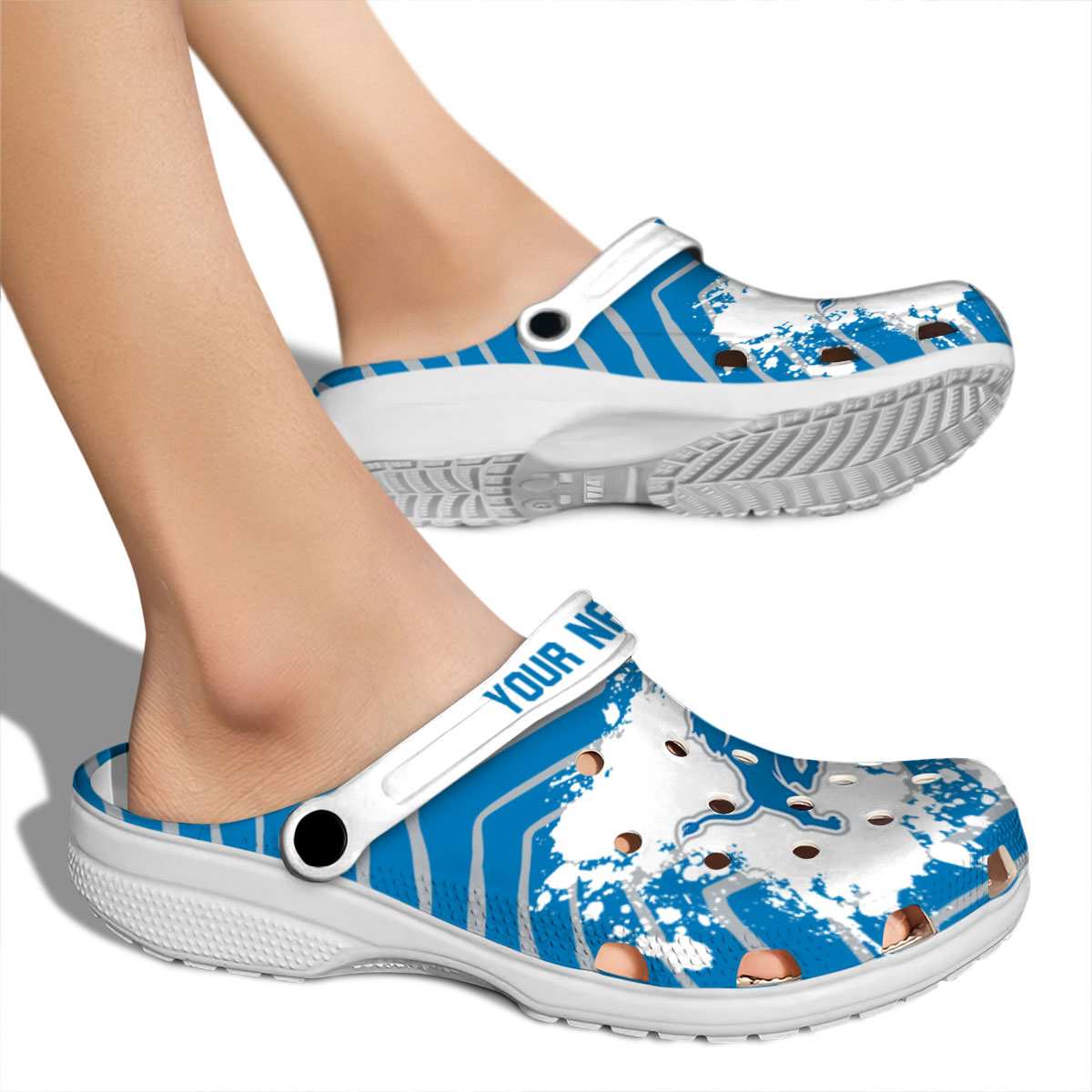 Merchidea Detroit Lions NFL Sport Crocs Crocband Clogs Shoes Comfortable For Men Women and Kids