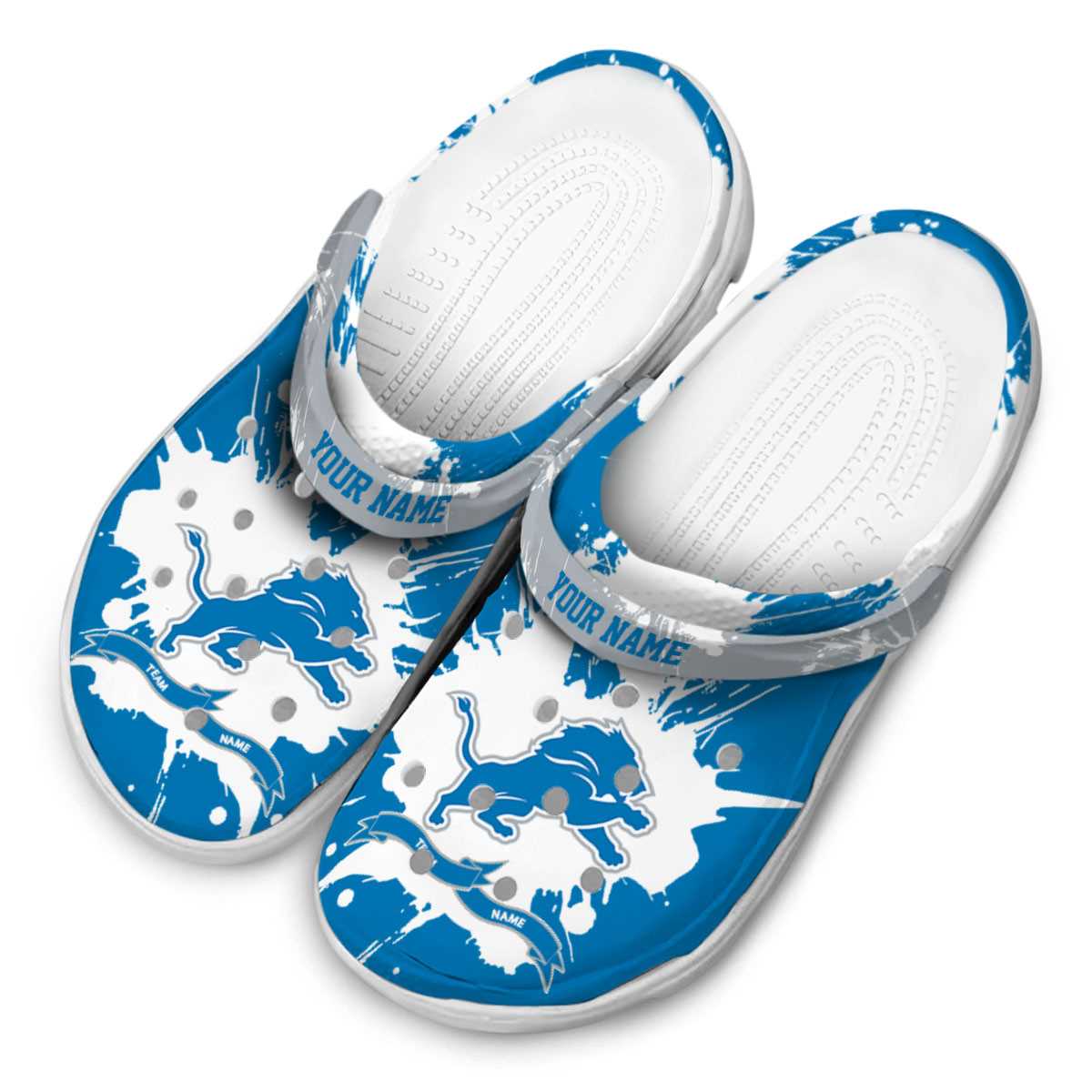 Merchidea Detroit Lions NFL Sport Crocs Crocband Clogs Shoes Comfortable For Men Women and Kids