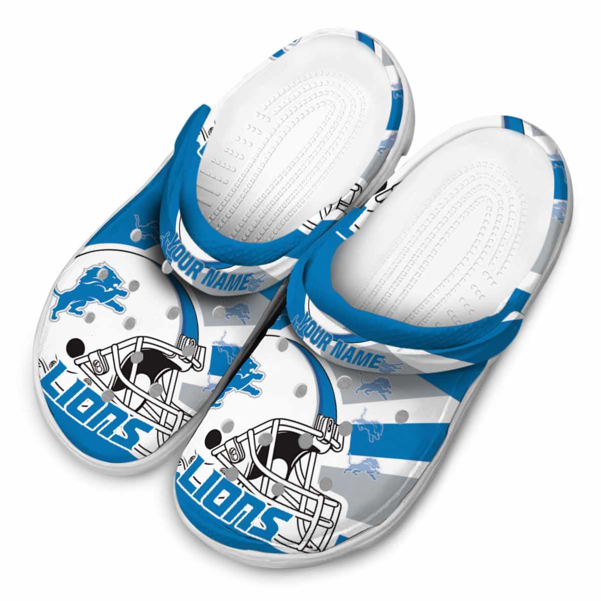 Merchidea Detroit Lions NFL Sport Crocs Crocband Clogs Shoes Comfortable For Men Women and Kids