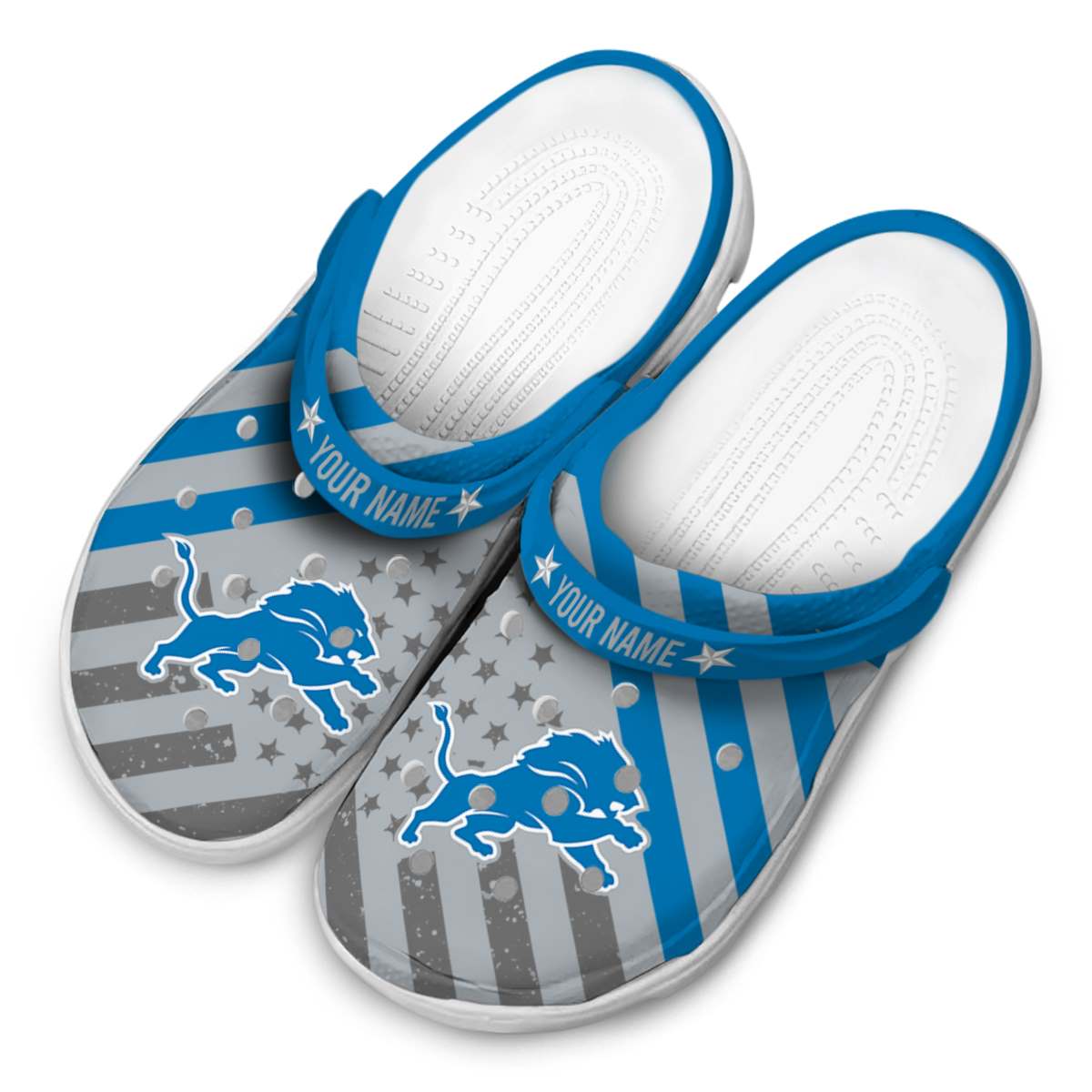Merchidea Detroit Lions NFL Sport Crocs Crocband Clogs Shoes Comfortable For Men Women and Kids