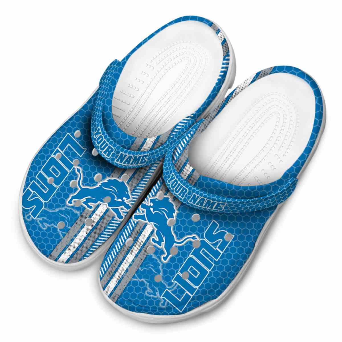 Merchidea Detroit Lions NFL Sport Crocs Crocband Clogs Shoes Comfortable For Men Women and Kids