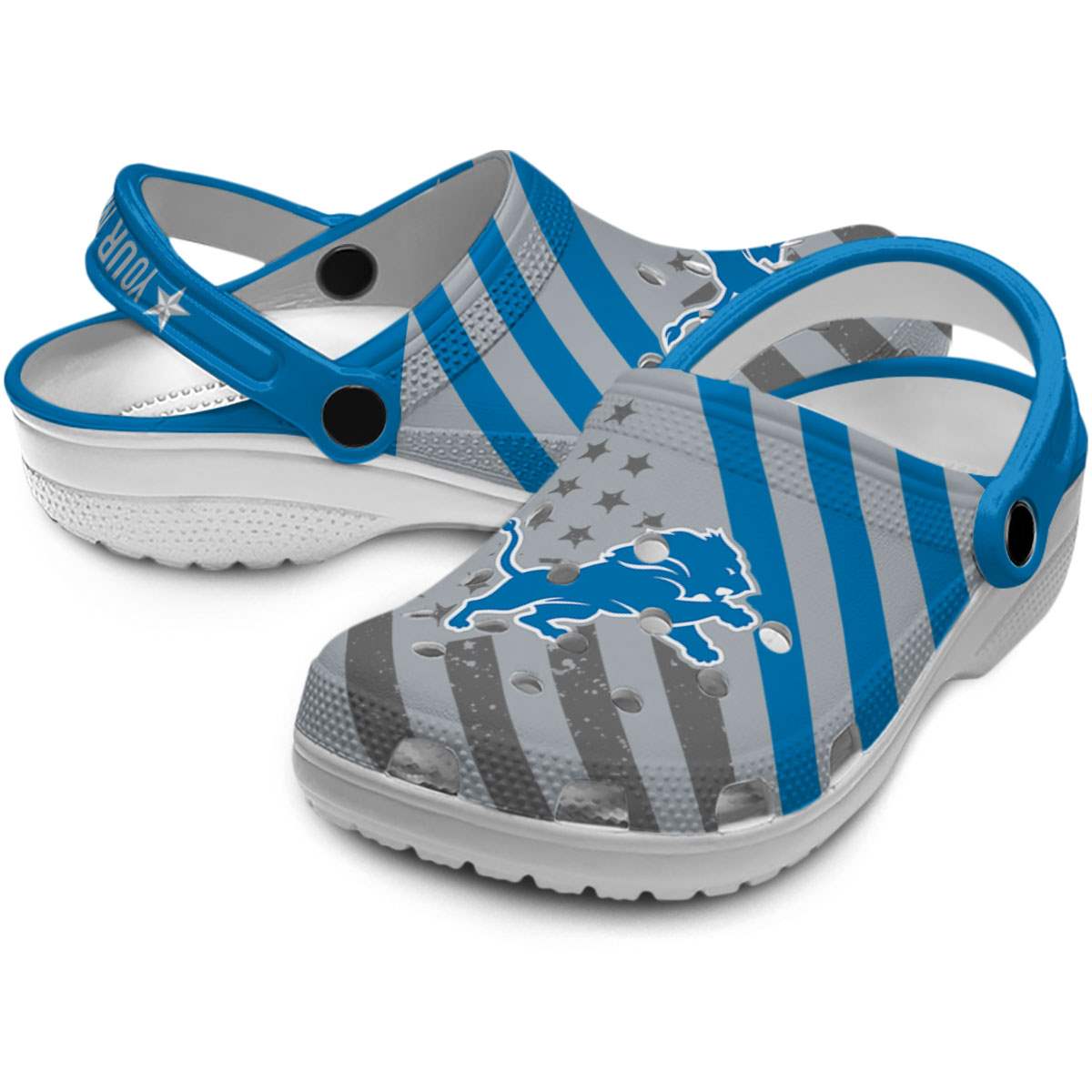 Merchidea Detroit Lions NFL Sport Crocs Crocband Clogs Shoes Comfortable For Men Women and Kids