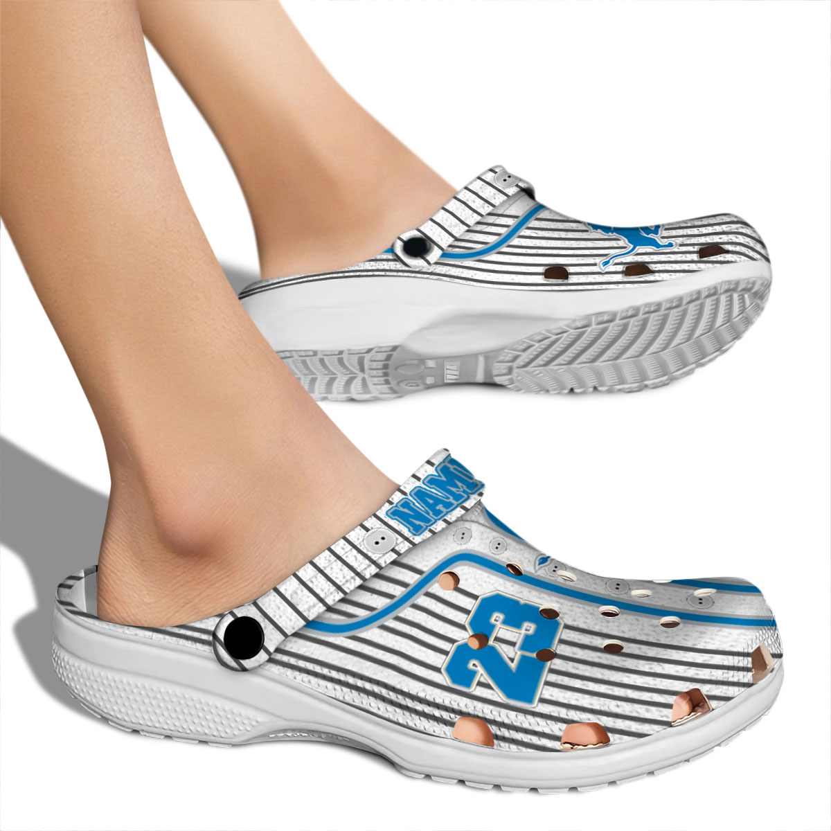 Merchidea Detroit Lions NFL Sport Crocs Crocband Clogs Shoes Comfortable For Men Women and Kids