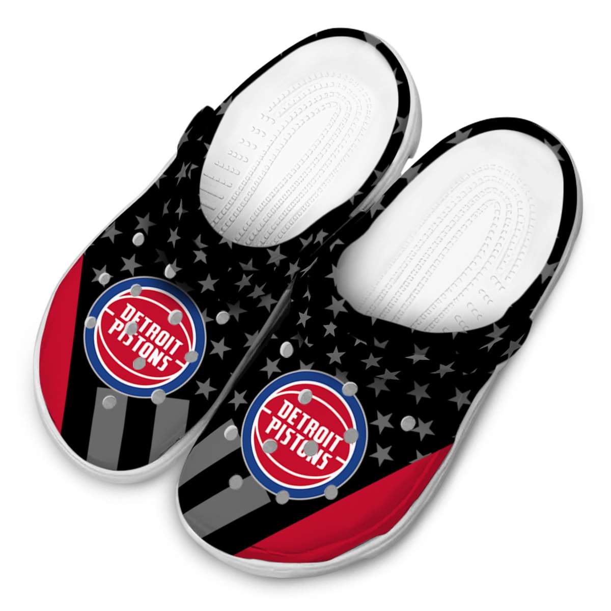 Merchidea Detroit Pistons NBA Sport Crocs Crocband Clogs Shoes Comfortable For Men Women and Kids