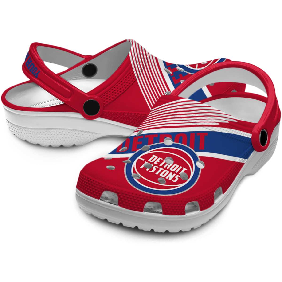 Merchidea Detroit Pistons NBA Sport Crocs Crocband Clogs Shoes Comfortable For Men Women and Kids