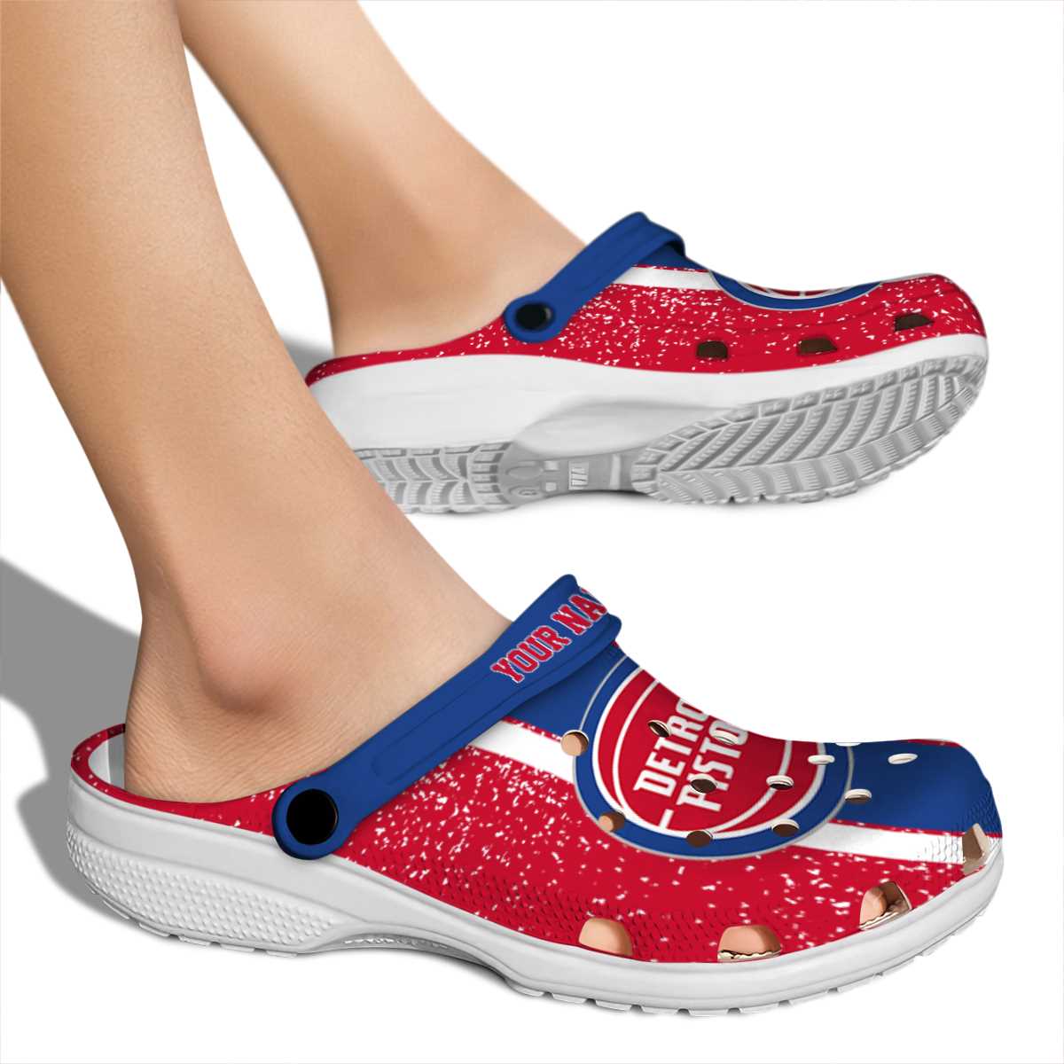 Merchidea Detroit Pistons NBA Sport Crocs Crocband Clogs Shoes Comfortable For Men Women and Kids
