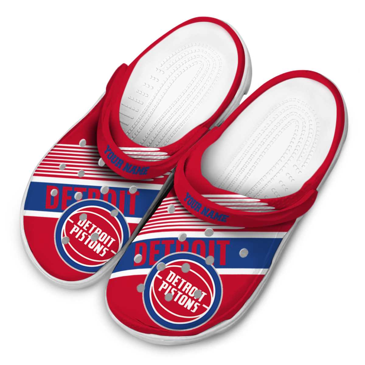 Merchidea Detroit Pistons NBA Sport Crocs Crocband Clogs Shoes Comfortable For Men Women and Kids