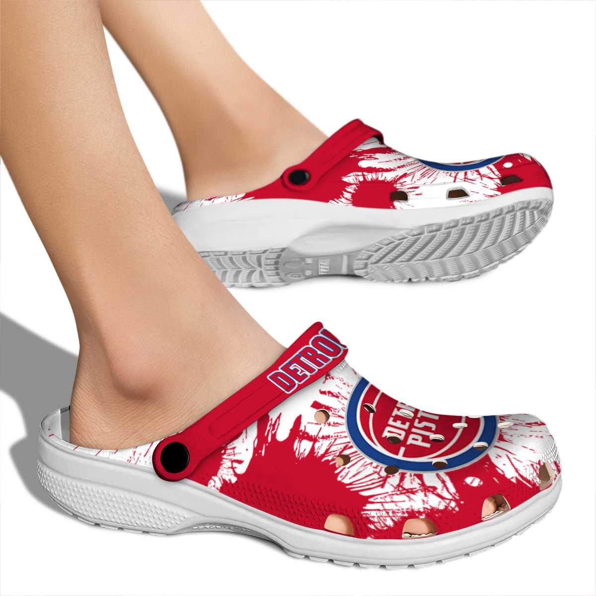 Merchidea Detroit Pistons NBA Sport Crocs Crocband Clogs Shoes Comfortable For Men Women and Kids
