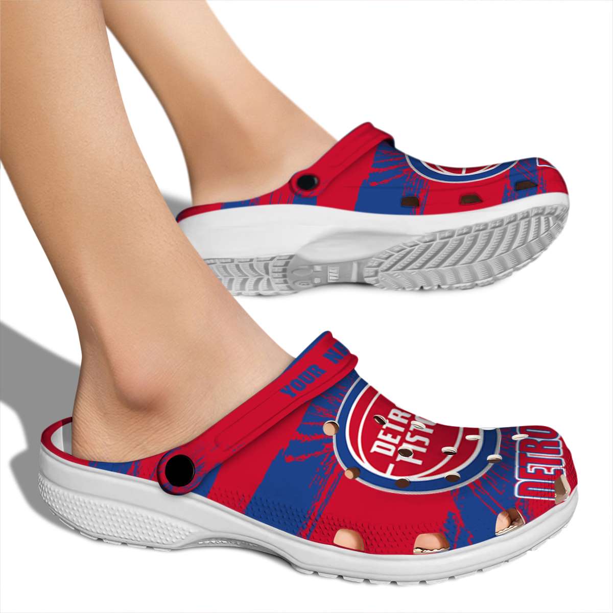 Merchidea Detroit Pistons NBA Sport Crocs Crocband Clogs Shoes Comfortable For Men Women and Kids