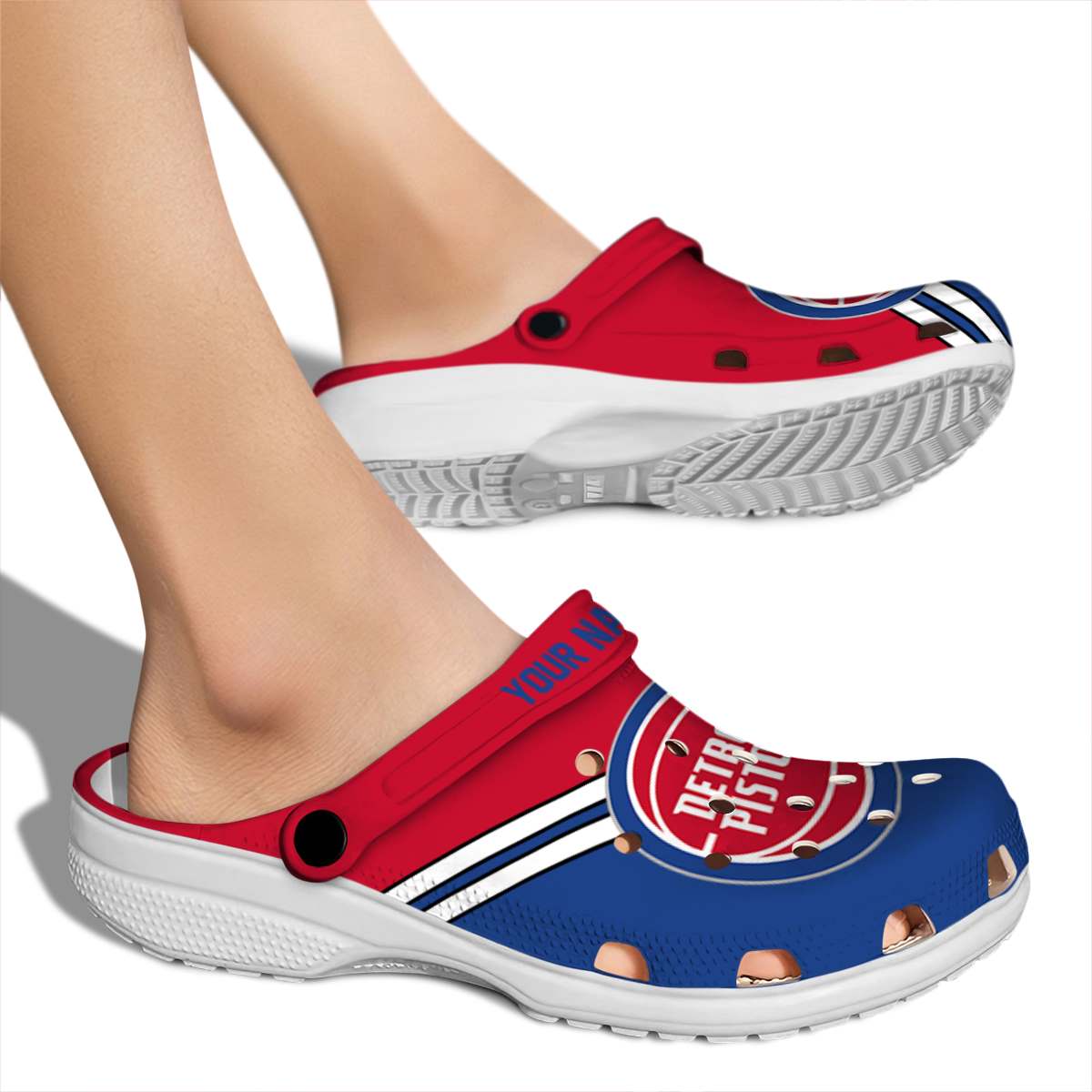 Merchidea Detroit Pistons NBA Sport Crocs Crocband Clogs Shoes Comfortable For Men Women and Kids