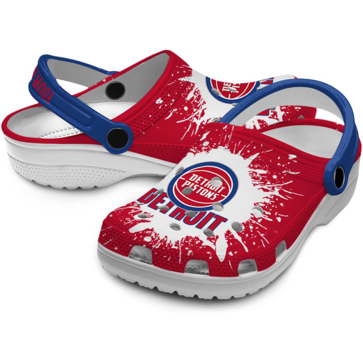 Merchidea Detroit Pistons NBA Sport Crocs Crocband Clogs Shoes Comfortable For Men Women and Kids