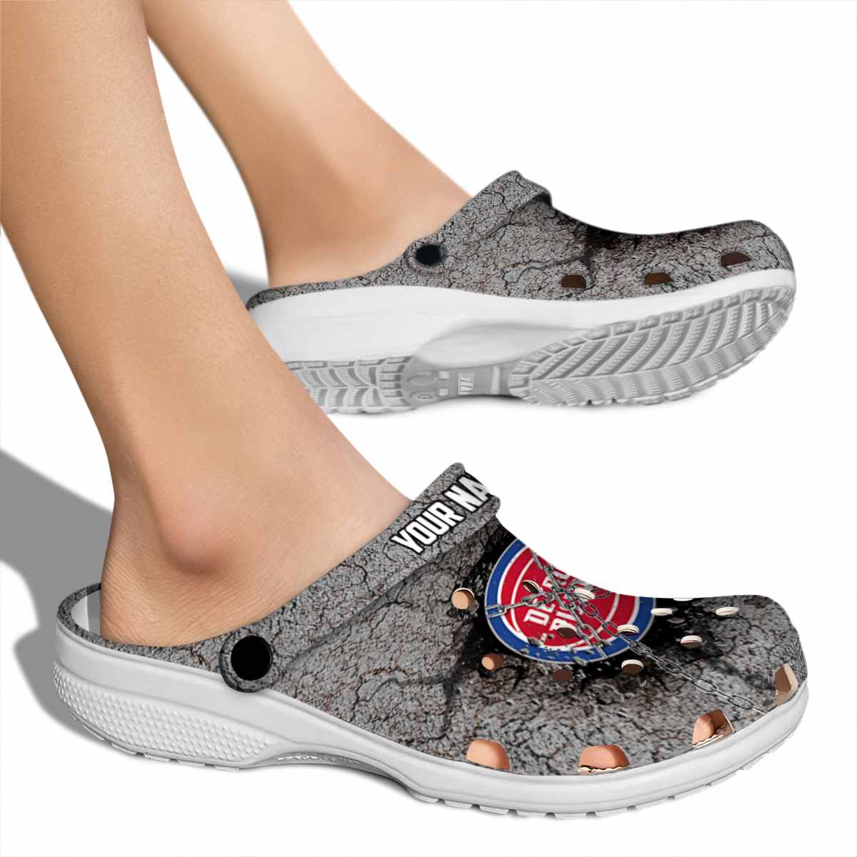Merchidea Detroit Pistons NBA Sport Crocs Crocband Clogs Shoes Comfortable For Men Women and Kids