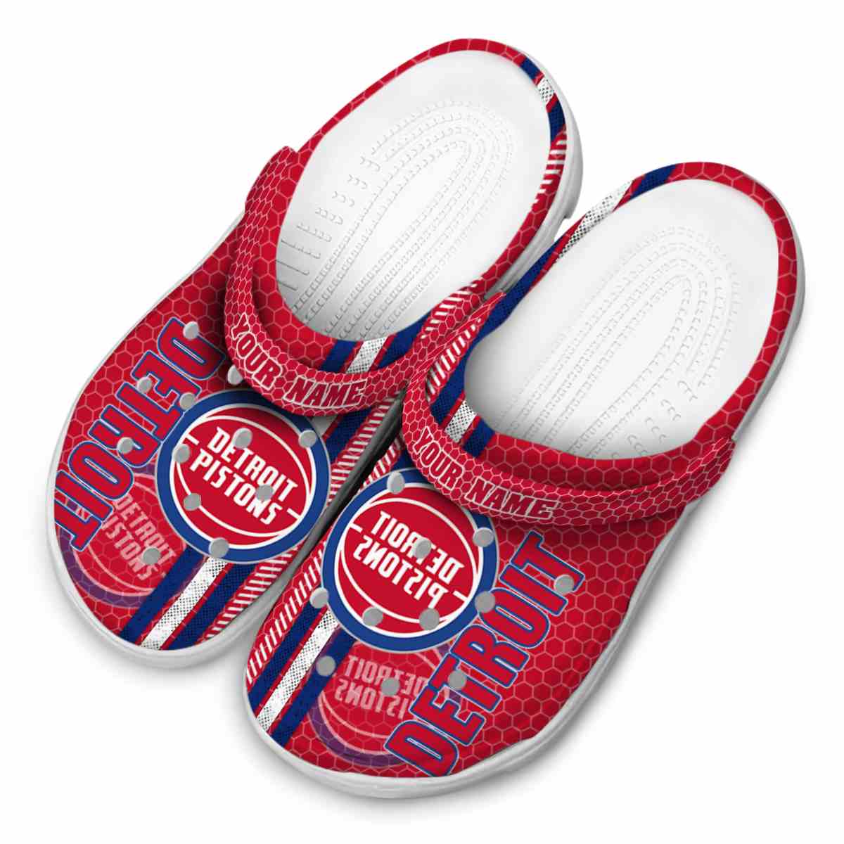 Merchidea Detroit Pistons NBA Sport Crocs Crocband Clogs Shoes Comfortable For Men Women and Kids