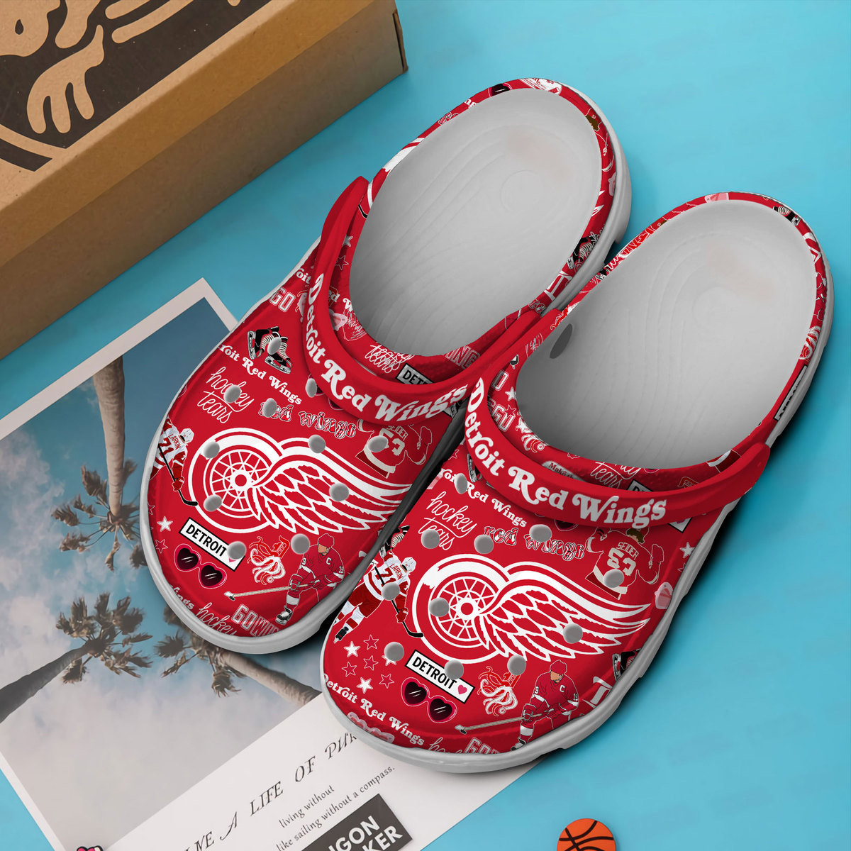 Merchidea Detroit Red Wings NHL Sport Crocs Crocband Clogs Shoes Comfortable For Men Women and Kids