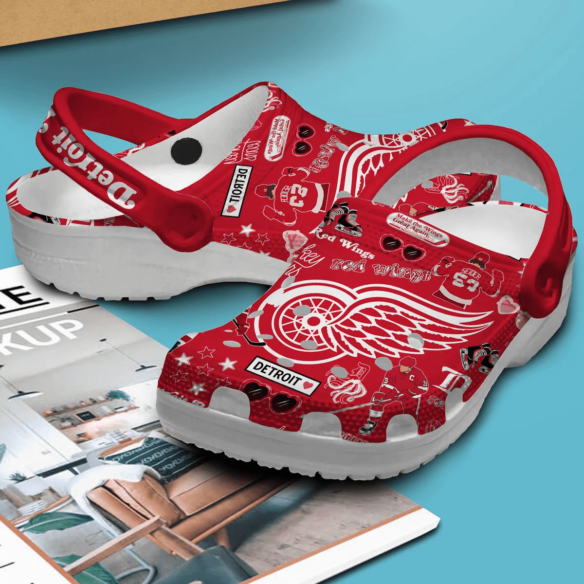 Merchidea Detroit Red Wings NHL Sport Crocs Crocband Clogs Shoes Comfortable For Men Women and Kids