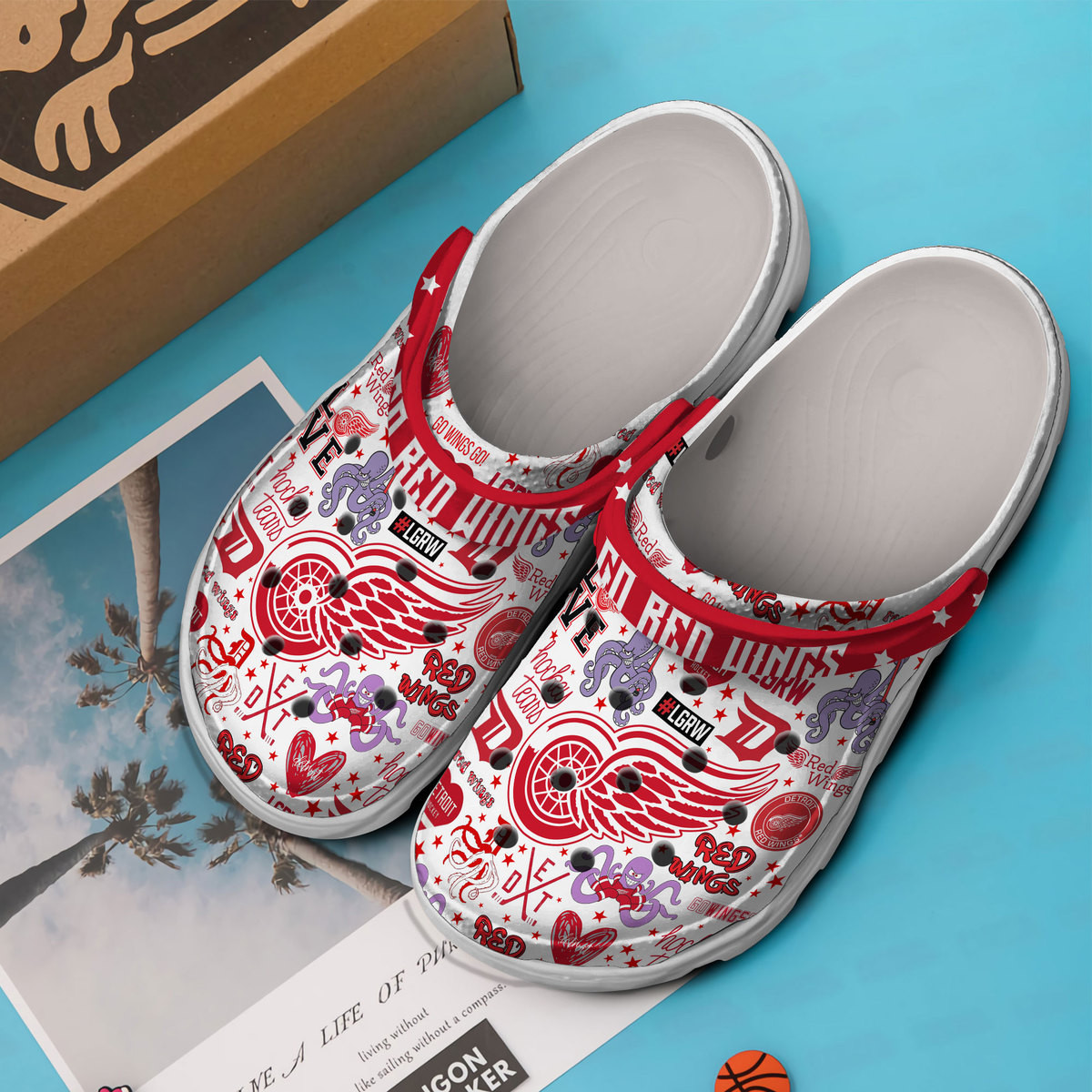 Merchidea Detroit Red Wings NHL Sport Crocs Crocband Clogs Shoes Comfortable For Men Women and Kids