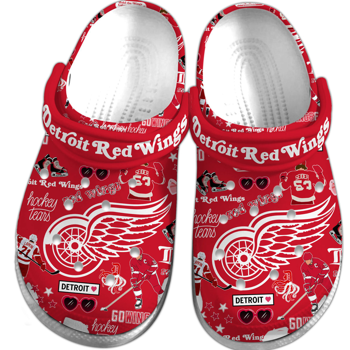 Merchidea Detroit Red Wings NHL Sport Crocs Crocband Clogs Shoes Comfortable For Men Women and Kids