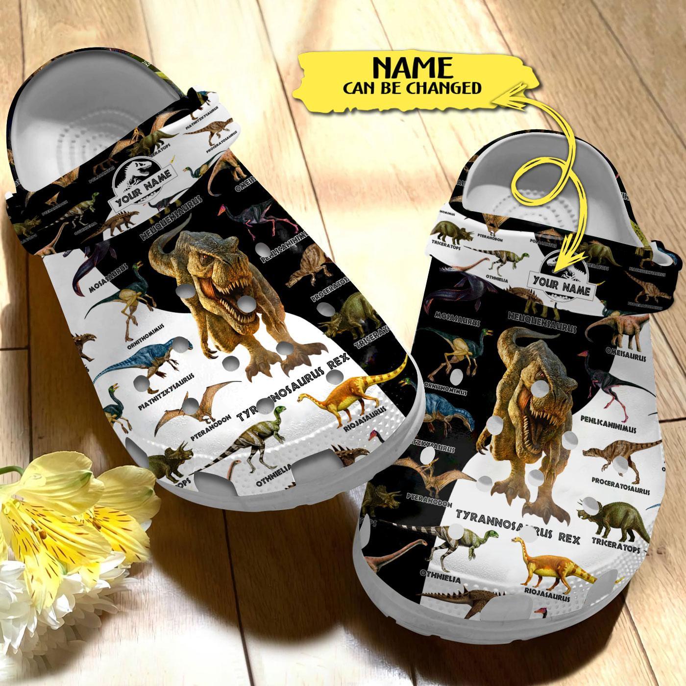 Merchidea Dinosaurs Collection Crocs Crocband Clogs Shoes Comfortable For Men Women and Kids