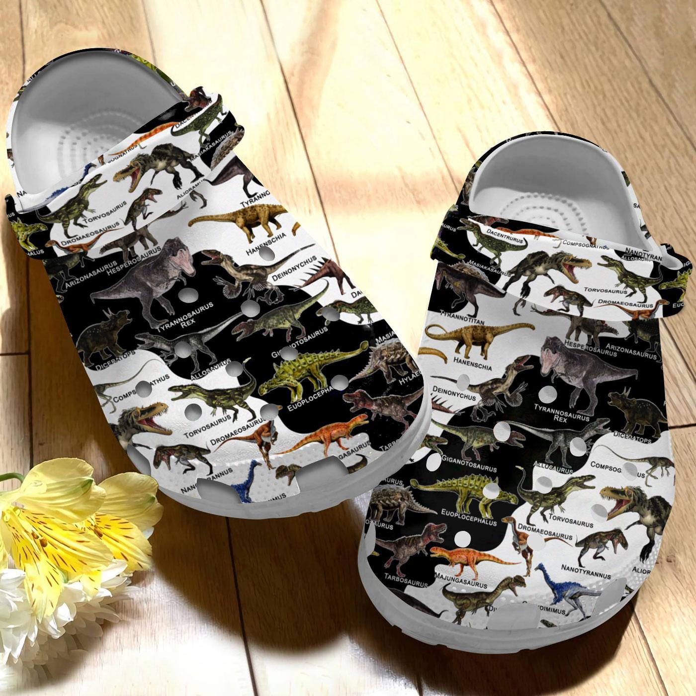 Merchidea Dinosaurs Of The World Crocs Crocband Clogs Shoes Comfortable For Men Women and Kids