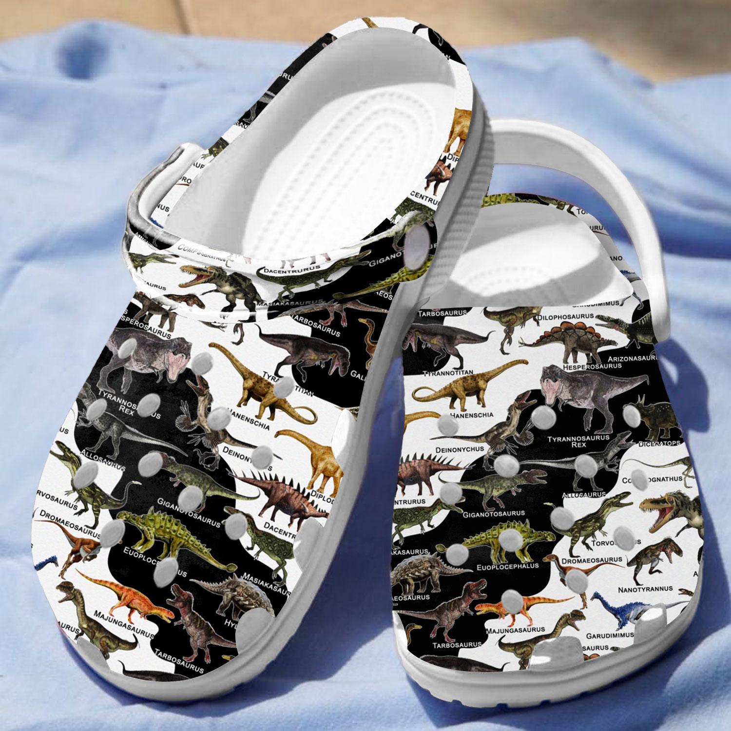 Merchidea Dinosaurs Of The World Crocs Crocband Clogs Shoes Comfortable For Men Women and Kids