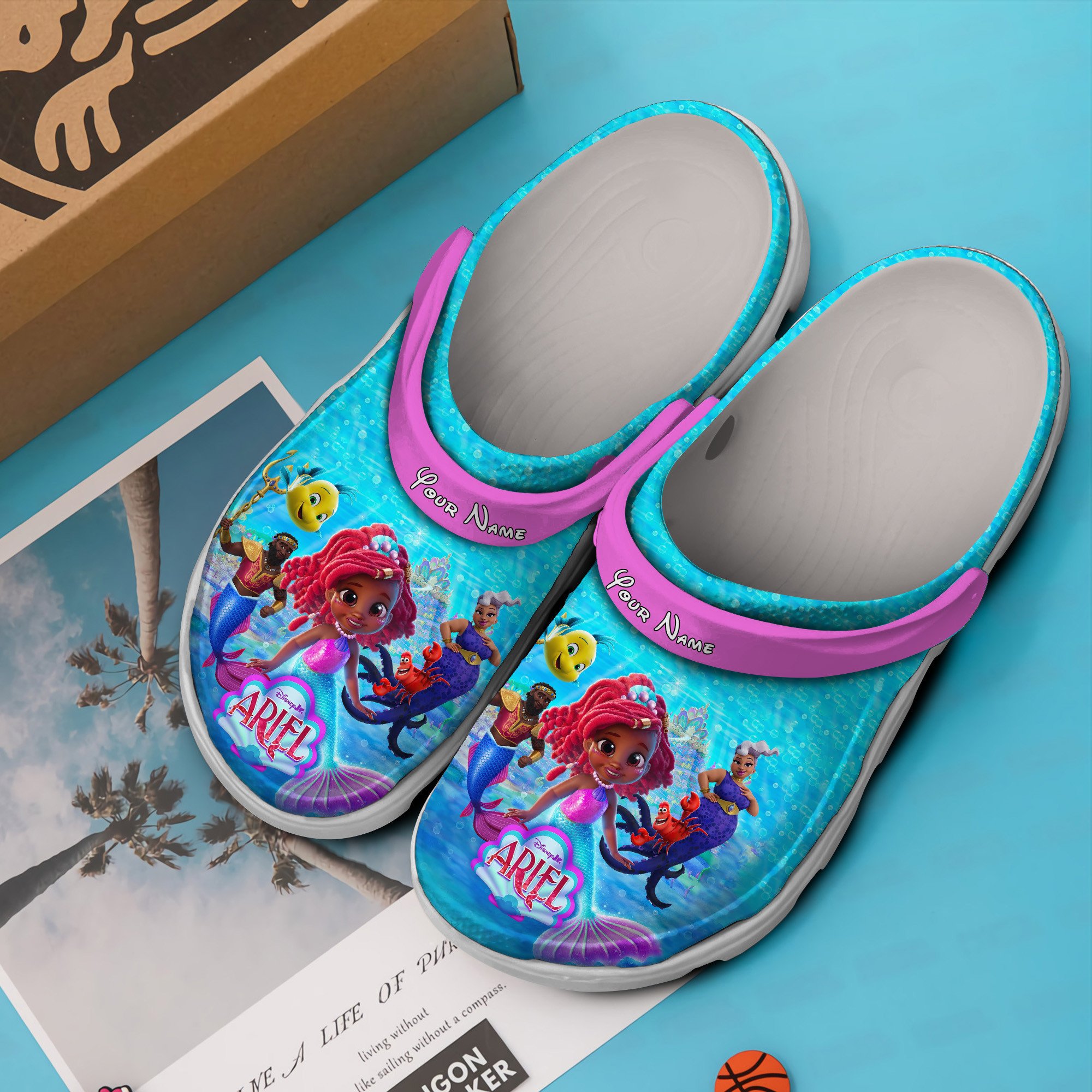 Merchidea Disney Junior Ariel Cartoon Crocs Crocband Clogs Shoes Comfortable For Men Women and Kids