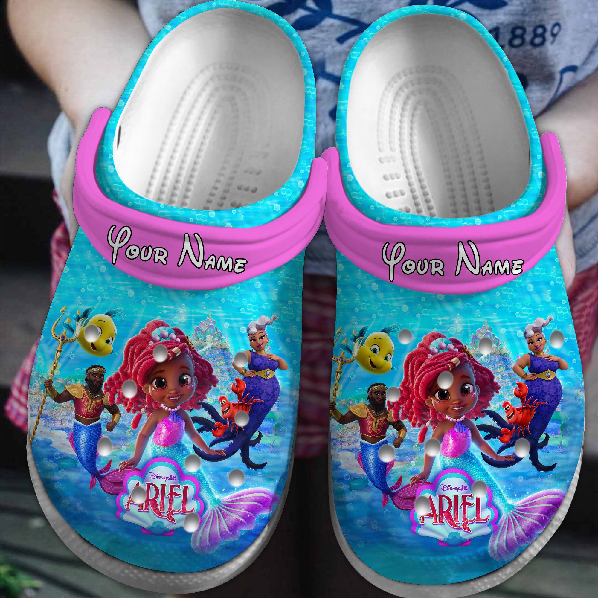 Merchidea Disney Junior Ariel Cartoon Crocs Crocband Clogs Shoes Comfortable For Men Women and Kids