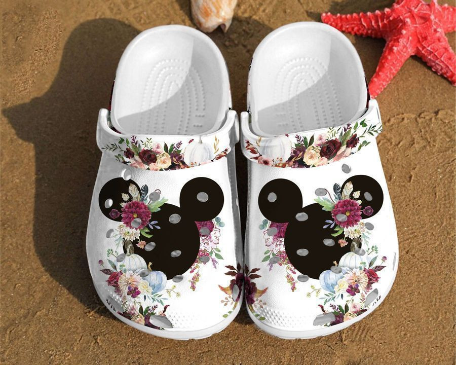 Merchidea Disney Mickey Ears Watercolor Floral Minnie Art Mouse Anniversary Gifts clog Shoes