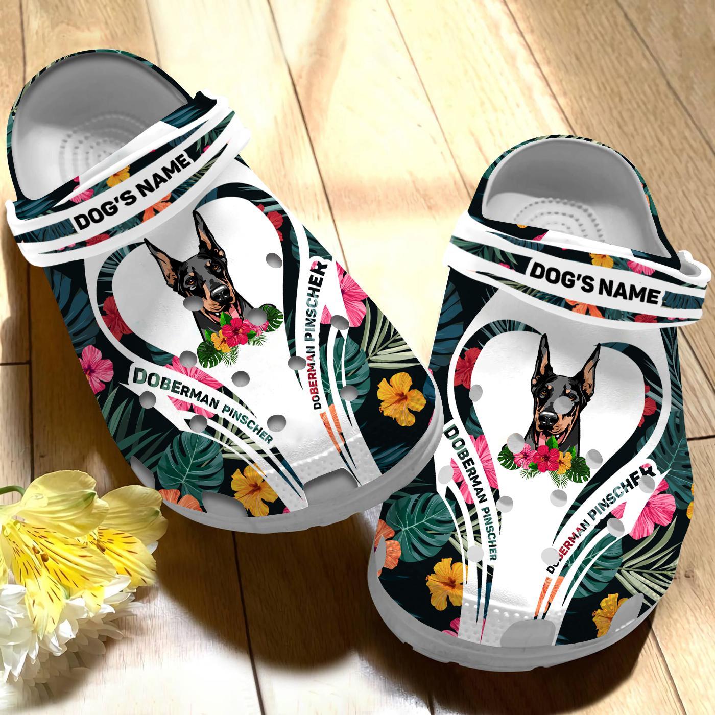 Merchidea Doberman Pinscher Dog Crocs Crocband Clogs Shoes Comfortable For Men Women and Kids