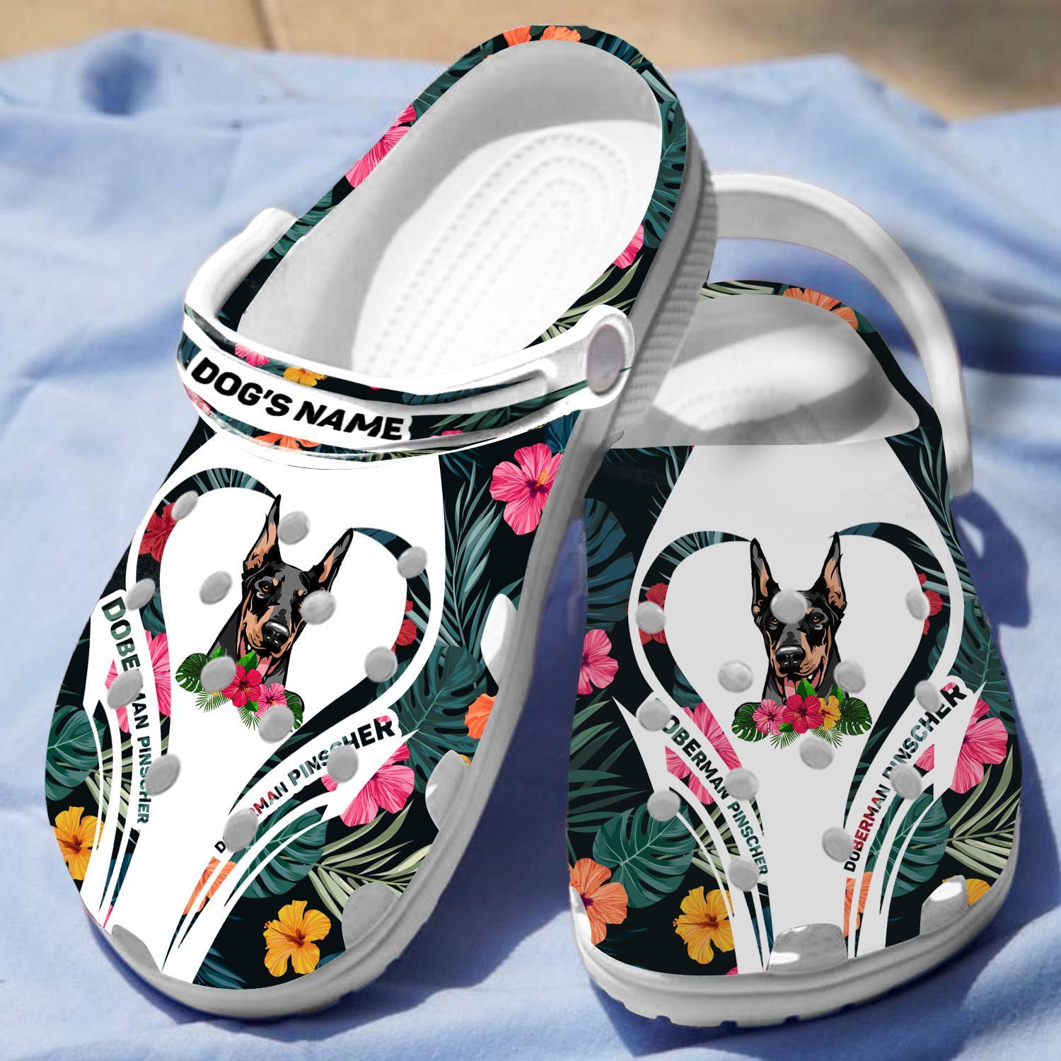 Merchidea Doberman Pinscher Dog Crocs Crocband Clogs Shoes Comfortable For Men Women and Kids