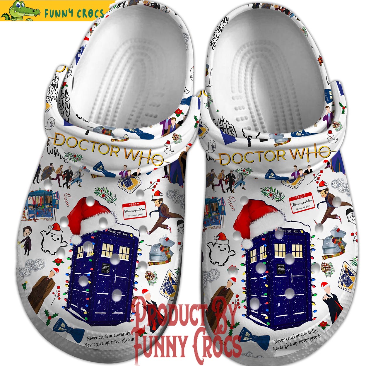 Merchidea Doctor Who TV Series Christmas Crocs Crocband Clogs Shoes Comfortable For Men Women and Kids